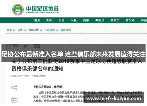 足协公布最新准入名单 这些俱乐部未来发展值得关注